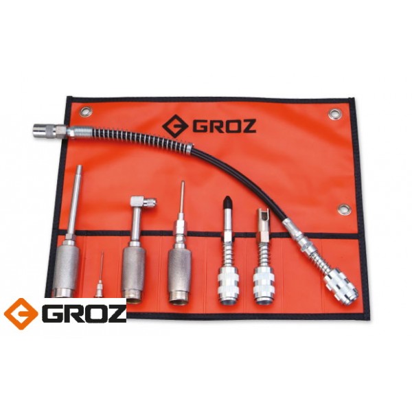 Многоцелевой набор адаптеров для смазки к ручным шприцам GROZ GAK/7 (GR44950)